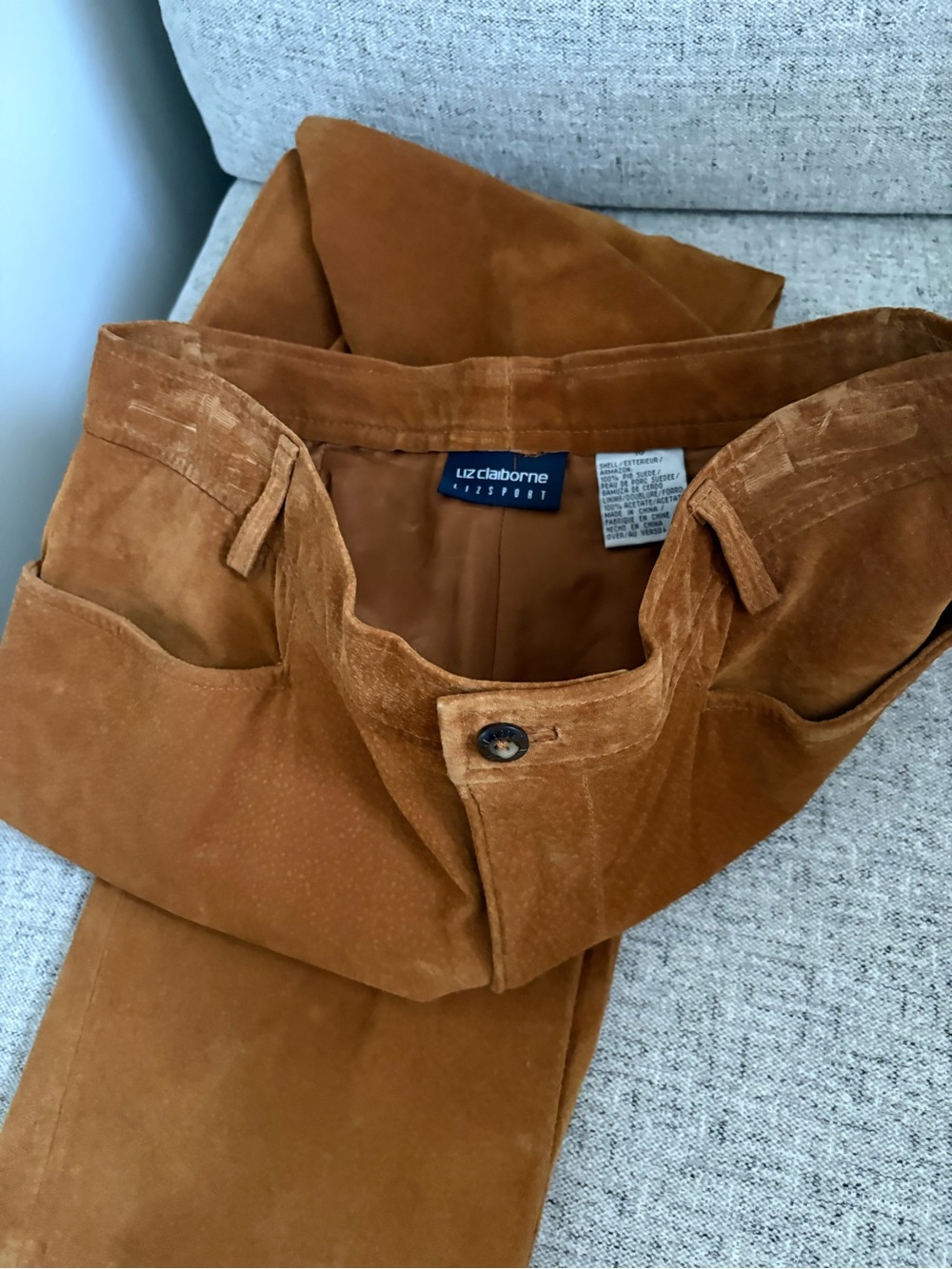 Women Suede Brown Pants - Picture 5 of 5